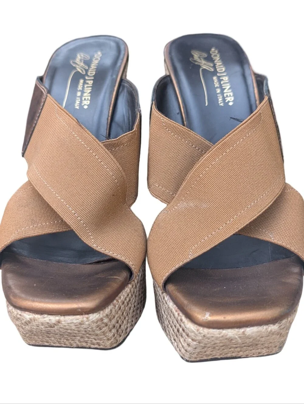 Donald J Pliner metallic gold espadrille wedge Platform Sandal Size 9.5